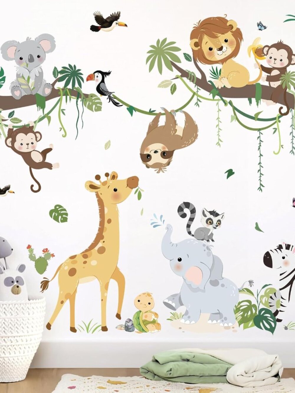 Jungle Animals Tree Branch Safari Monkey Wall Decals Stickers